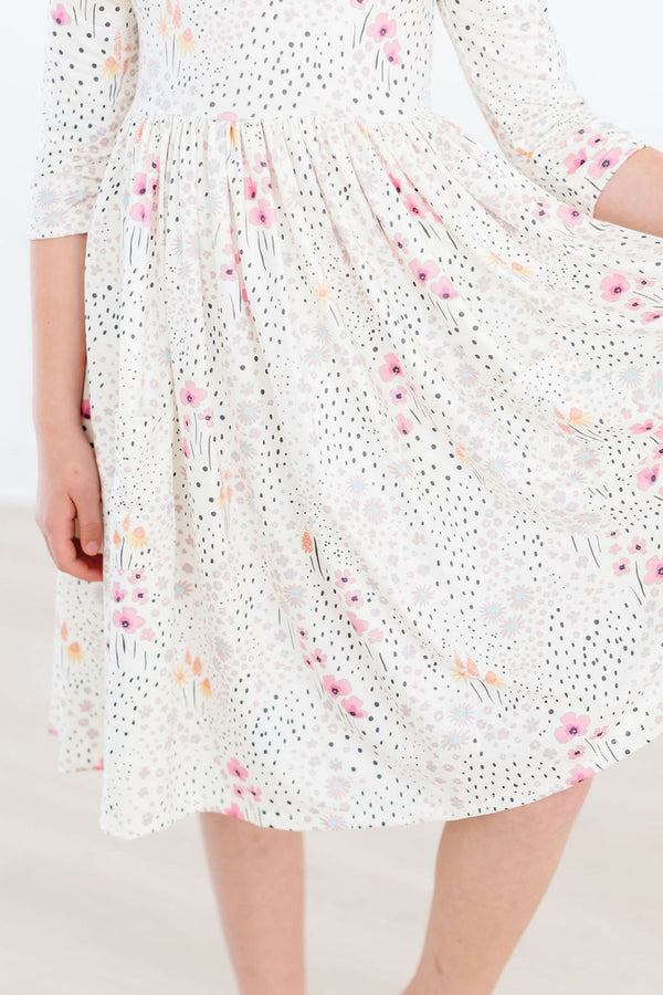 whimsical-wildflowers-3-4-sleeve-pocket-twirl-dress Mila &  Rose - Sophia's Style-Whimsical Wildflowers 3/4 Sleeve Pocket Twirl Dress-6-12M--1